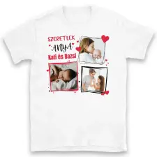 TeeInBlue Egyedi fényképes póló anyának 3 képpel Póló / fehér / 2XL ajándéktárgy