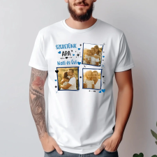 TeeInBlue Egyedi fényképes póló apának 3 képpel Fehér póló / fehér / S ajándéktárgy