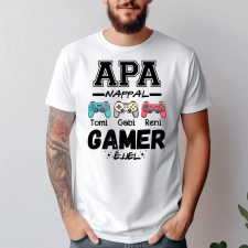 TeeInBlue Egyedi gamer póló apának a gyerekek nevével Fehér póló / fehér / 2XL ajándéktárgy