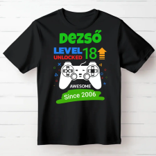 TeeInBlue Egyedi gamer szülinapi póló névvel, level unlocked Fekete póló / fekete / XL ajándéktárgy