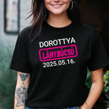TeeInBlue Egyedi lánybúcsús póló névvel és felirattal Fekete póló / fekete / L ajándéktárgy
