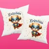 TeeInBlue Egyedi neves párna gyerekeknek szuperhős mintával Kétoldalas párna / Fehér / szivacs