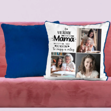 TeeInBlue Egyedi párna mamának 3 képpel Párna / KÉK PLÜSS HÁTOLDAL / szivacs lakástextília