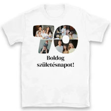 TeeInBlue Egyedi póló számmal évfordulóra, születésnapra 70-79 Póló / fehér / L ajándéktárgy