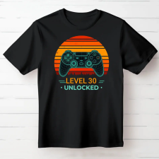 TeeInBlue Egyedi szülinapi gamer póló level unlocked Fekete póló / fekete / L ajándéktárgy