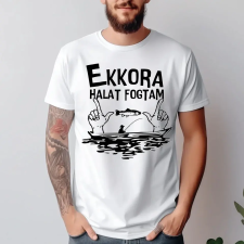 TeeInBlue Ekkora halat fogtam - póló horgászoknak Póló / fehér / 2XL ajándéktárgy