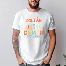 TeeInBlue Gamer evolution egyedi neves póló Fehér póló / fehér / L ajándéktárgy