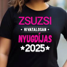 TeeInBlue Hivatalosan nyugdíjas póló névvel - nyugdíjas búcsúztató ajándék Fekete póló / fekete / 2XL ajándéktárgy