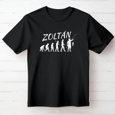 TeeInBlue Horgász evolution egyedi neves póló Fekete póló / fekete / S ajándéktárgy