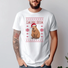 TeeInBlue Karácsonyi capybara mintás póló egyedi felirattal Fehér póló / fehér / S ajándéktárgy