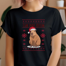 TeeInBlue Karácsonyi capybara mintás póló egyedi felirattal Fekete póló / fekete / L ajándéktárgy