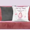 TeeInBlue Keresztszülő felkérő ajándék párna lányos mintával Párna / SZÜRKE PLÜSS HÁTOLDAL / szivacs