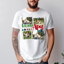 TeeInBlue Legjobb apa karácsonyi fényképes póló 4 képpel Póló / fehér / M ajándéktárgy