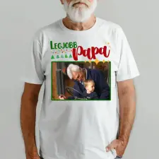 TeeInBlue Legjobb papa karácsonyi fényképes póló Póló / fehér / L ajándéktárgy