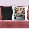 TeeInBlue Papa feliratos egyedi fényképes párna Párna / FEKETE PLÜSS HÁTOLDAL / antiallergén