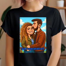 TeeInBlue Saját fotós karikatúra póló Fekete póló / fekete / 2XL ajándéktárgy