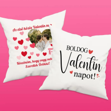 TeeInBlue Valentin napi ajándék fényképes párna egyedi felirattal Kétoldalas párna / Fehér / antiallergén lakástextília