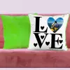 TeeInBlue Valentin napi fényképes párna love Párna / ZÖLD PLÜSS HÁTOLDAL / antiallergén