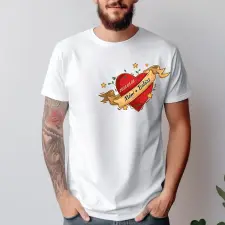 TeeInBlue Valentin napi szíves póló névvel Póló / fehér / L ajándéktárgy