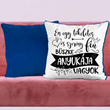 TeeInBlue Vicces egyedi párna anyának - tökéletes fiú anyukája Párna / KÉK PLÜSS HÁTOLDAL / szivacs lakástextília
