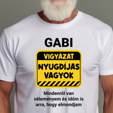 TeeInBlue Vigyázat nyugdíjas vagyok - nyugdíjas búcsúztató ajándék póló Fehér póló / fehér / XL ajándéktárgy