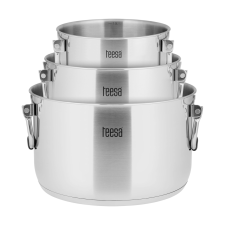  TEESA edénykészlet, 6 darabos, rozsdamentes acél, edzett üveg, INDUKCIÓS edény