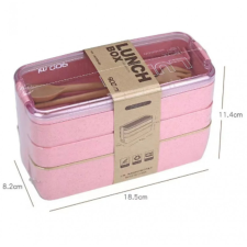  Téglalap alakú háromszintes rózsaszín ételtároló doboz piknikhez és ebédhez papírárú, csomagoló és tárolóeszköz