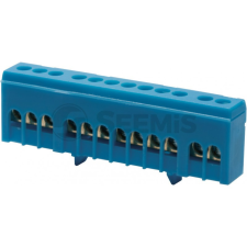 Tehnoplast Szigetelt bekötőkapocs (kék), nullvezető kapocs kalapsínhez - 12 furattal villanyszerelés