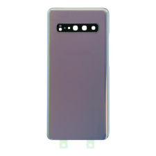 tel-szalk-015847 Samsung Galaxy S10 ezüst akkufedél, hátlap, hátlapi kamera lencse mobiltelefon, tablet alkatrész