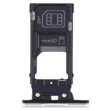  tel-szalk-023788 Sony Xperia XZ2 ezüst SIM & SD kártya tálca mobiltelefon, tablet alkatrész