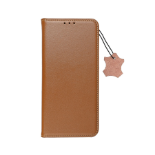  Telefontok iPhone 13 Pro - Eredeti bőr Smart barna mágneses szilikon keretes könyvtok tok és táska