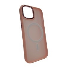  Telefontok iPhone 15 Pro Max - MagSafe kompatibilis pink áttetsző műanyag hátlap tok, pink szilikon kerettel tok és táska