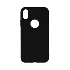  Telefontok iPhone X / XS - fekete szilikon hátlap tok (Apple logónál kivágással) tok és táska