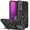  Telefontok Samsung Galaxy A33 5G - Tech-Protect Camshield - fekete szilikon tok, kitámasztó ujjgyűrűvel, csúsztatható kameravédővel