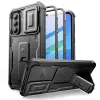  Telefontok Samsung Galaxy A37 5G - Tech-Protect Kevlar CAM+- átlátszó előlap + plexi fekete hátlapi 360°-os tok , kitámasztható