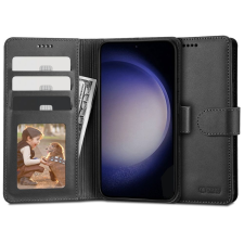  Telefontok Samsung Galaxy S24+ (S24 Plus) - fekete ráhajtófüles bőr könyvtok tok és táska