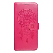  Telefontok Xiaomi Redmi 14C - MEZZO bagoly mintás magenta mágneses szilikon keretes könyvtok tok és táska