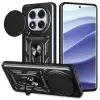  Telefontok Xiaomi Redmi Note 14 Pro+ 5G - Camshield - fekete szilikon tok, kitámasztó ujjgyűrűvel, csúsztatható kameravédővel