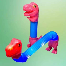 Teleszkópos hajlítható nyakú világító dinoszaurusz, popcsöves dínó - rózsaszín elektronikus játék