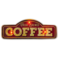 TelForceOne Led dekoráció lámpa retro fém tábla coffee  kávé világítás