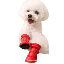  Téli bélelt kutyacipő, piros, Les kutyaruha