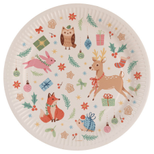Téli erdő Winter Woodland papírtányér 8 db-os 23 cm party kellék