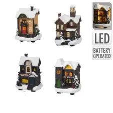  Téli házikó LED-es poly M9cm dekorációs kellék