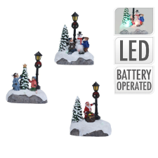  Téli jelenet LED-es műa. M13cm dekorációs kellék