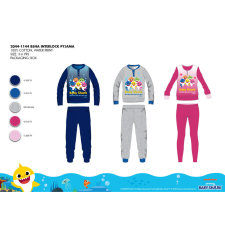 Téli pamut interlock gyerek pizsama - Baby Shark - szürke - 110 gyerek hálóing, pizsama