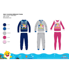  Téli pamut interlock gyerek pizsama - Baby Shark - szürke - 110