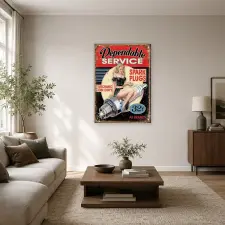  Teli szervizes garázs pin-up lánnyal vászonkép dekoráció