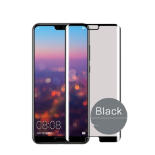  Temp-glass000639 Huawei P20 Pro fekete 3D-teljes lefedettséget biztosító Karcálló,ütésálló kijelzővédő üvegfólia, 9H tempered glass, törlőkendővel mobiltelefon kellék