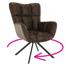 Tempo Dizájnos pörgő fotel, szövet, csiszolt bőr hatással barna/fekete, KOMODO bútor