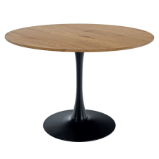 Tempo Étkezőasztal, kerek, tölgy/fekete, átmérő 110 cm, REVENTON NEW bútor